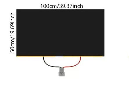 One sheet of film measuring 100 by 50 centimetres, with its power lead
